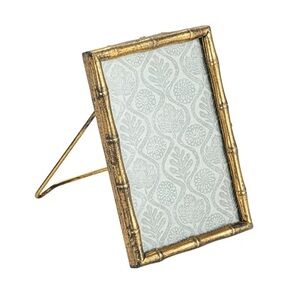 CREATIVE CO-OP NEW bamboo style photo Frame -antique gold -holds 4x6